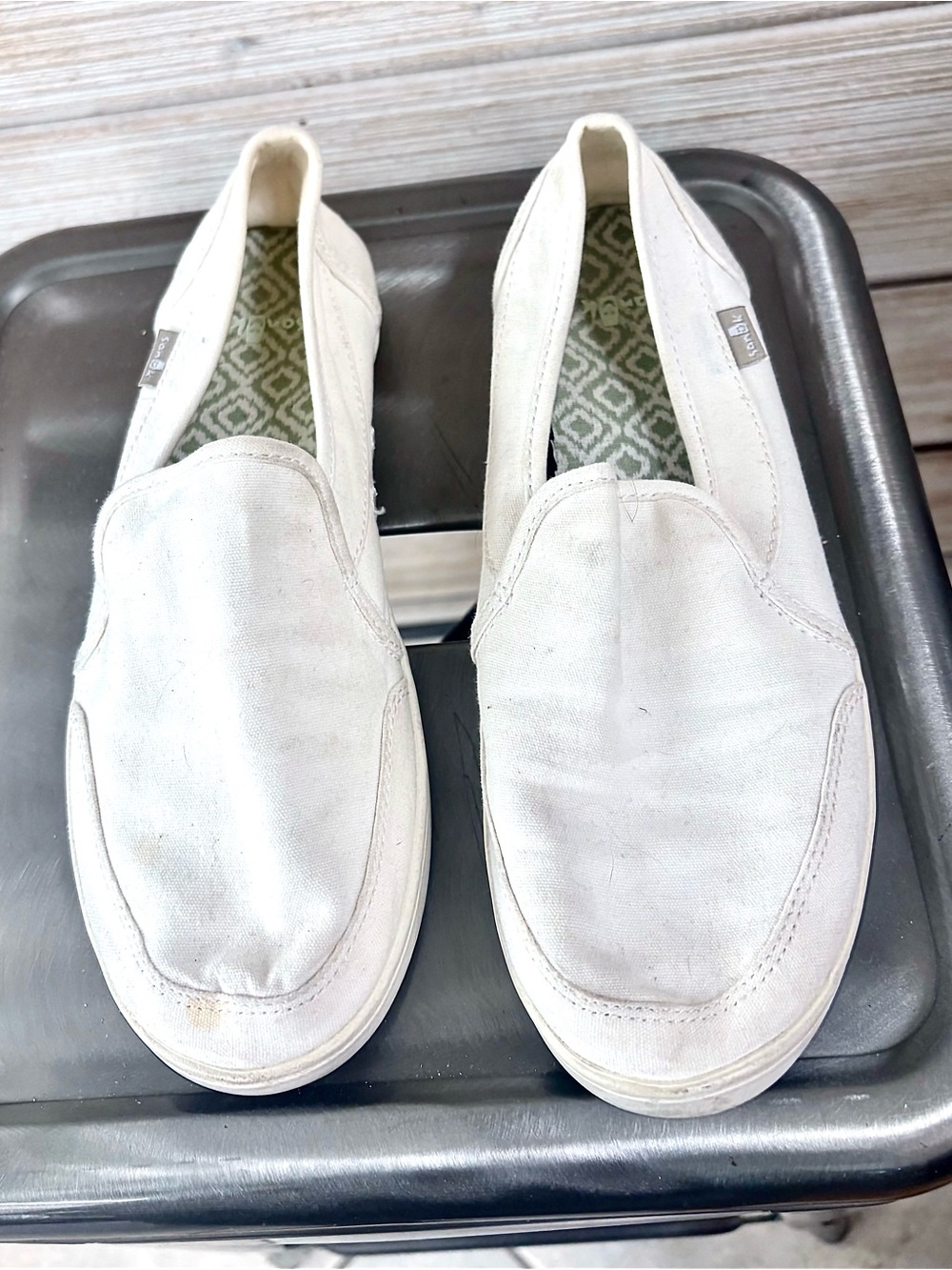 Sanuk Woman’s Slip-On Canvas Loafers in White